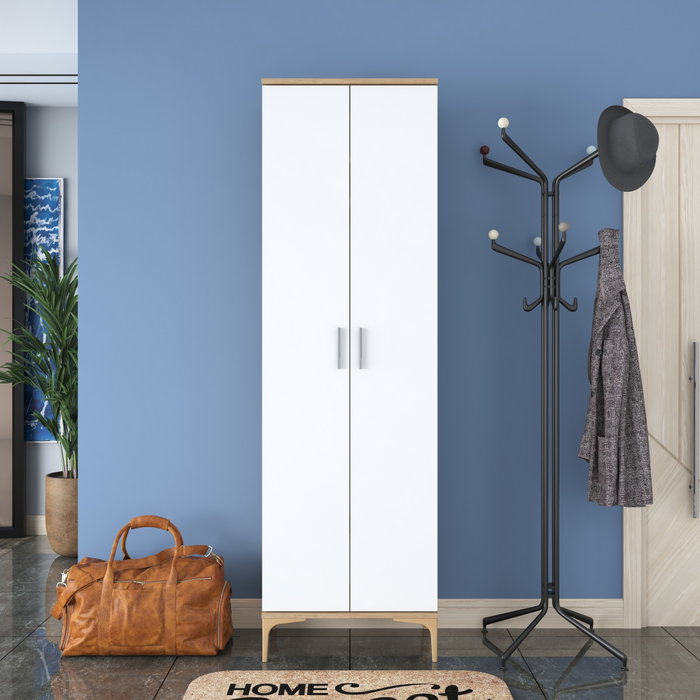 Hanah Home Perchero de Recibidor Nogal y Blanco